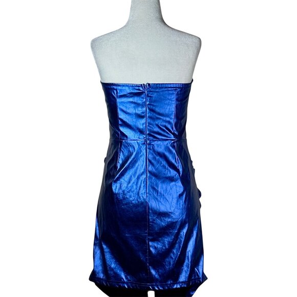 superdown Nellie Strapless Dress in Blue Medium New Womens Vegan - Picture 6 of 9